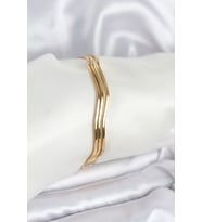 316L Çelik Gold Renk 65 mm Ajda Zikzak Model 3lü Kadın Bileklik - TJ-BB8075