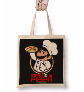 Mario Bros Mario's Pizza Bez Çanta Uzun Saplı