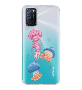 Oppo A52/A72/A92 Uyumlu Deniz Anası ve Mantar Tasarımlı Şeffaf Telefon Kılıfı