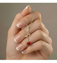 925 Ayar Gümüş Kişiye Özel 14 Ayar Altın Kaplama Gold Rengi Gül Kolye