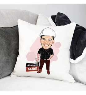 Kişiye Özel En İyi Mühendis Karikatürlü Yastık