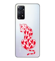 Redmi Note 12 Pro 4G Uyumlu Çita ve Kalp Desenli Şeffaf Telefon Kılıfı