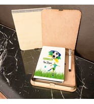 Futbolcu Ahşap Kutulu Defter Kalem Set