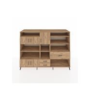 Kronos Dolap 13 Raflı 3 Çekmeceli 5 Kapaklı 220x59x163 Çam-Çam
