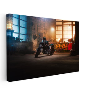 Kanvas Tablo Custom Chopper Motosiklet Garaj Atölyesi Motosiklet Tablosu Ev Ofis Duvar Dekoru