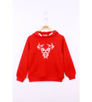 Toontoy Erkek Çocuk Boğa Baskılı Sweatshirt (Kırmızı)