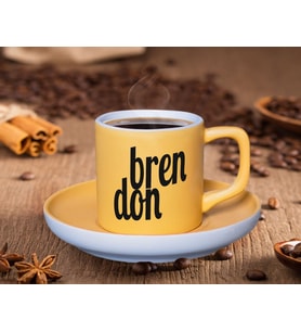 BK Gift Kişiye Özel İsimli Mat Sarı Renk Türk Kahvesi Fincanı-1 Renkli Türk Kahvesi Fincanı, Arkadaşa Hediye, Anneye Hediye, Kahve Fincanı