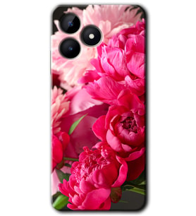 Realme C53 Kılıf HD Desen Baskılı Kılıf - Kırmızı Beyaz Gül