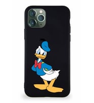 Apple iPhone 11 Pro Soft Premier Kapak Donald Duck-D Tasarımlı Silikon Kılıf - Siyah (Şeffaf)