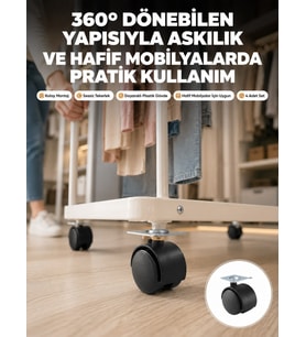 4 cm Kilitsiz Tekerlek Ayak Seti Zemin Koruyucu