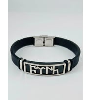 Siyah Silikon / Çelik Erkek Deri Bileklik 20 Cm - Ebl0116