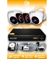 ELITCAM 4 Kameralı Kare 2 İç Kamera Set 500 GB HDD Full HD Gece Görüşlü Güvenlik Kamerası Sistemi