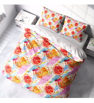 MonoHome Orange Fruit 3D Pamuk Saten Çift Kişilik Nevresim Takımı (Çok Renkli)