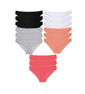 15 adet Süper Eko Set Likralı Kadın Slip Külot Siyah Gri Beyaz Pudra Fuşya