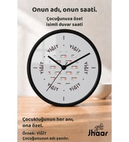 İsme Özel Renkli Minibüs Desenli Çocuk Odası Duvar Saati Orta Boy 30 cm Siyah Camlı Sessiz