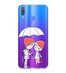 Huawei Y9 2019 Uyumlu Kapak Aşk Tasarımlı Şeffaf Silikon Kılıf