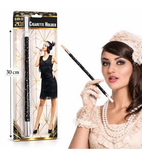 30 cm Siyah Payetli Sigara Tutacağı – 1920’ler Gatsby Parti Aksesuarı (5343)