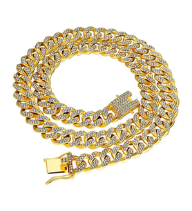 Chavin 13 mm. Kalın 60 cm. Taşlı Alloy Bayan Erkek Zincir ek54sr