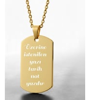 Kişiye Özel Yazılı Asker Künyesi Model Erkek Çelik Kolye (Gold)