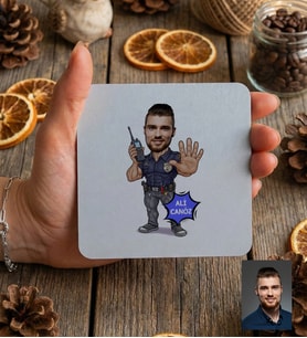 Kişiye Özel Karikatürlü Özel Güvenlik Bardak Altlığı Doğum Günü Hediyesi