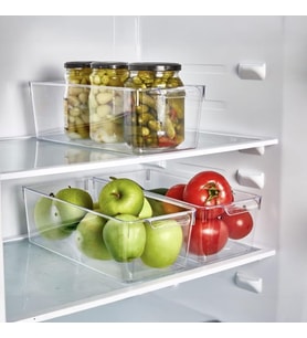 1 Adet Kırılmaz Ultra Dayanıklı Buzdolabı Düzenleyici Organizer Kutu Şeffaf - Medıum Kiler Organizeri (14cm*32,5cm*10cm)