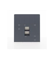 Arges Gardrop 12 Raflı 2 Çekmeceli Tek Askılı 220x30x243 Antrasit-Antrasit