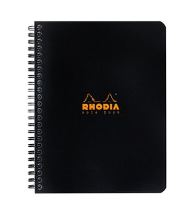 Rhodia Classic Yandan Spiralli A5+ Kareli Defter Black 193429C