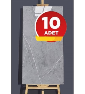 10 Adet, 30x60 Cm Açık Gri Mermer Desenli Kendinden Yapışkanlı Seramik Köpük Banyo PVC Duvar Paneli-6034
