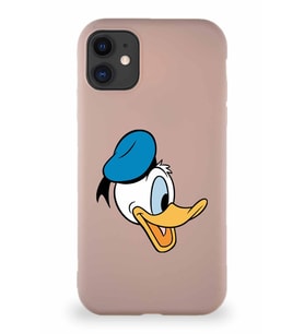 Apple iPhone 11 Soft Premier Kapak Donald Duck-F Tasarımlı Silikon Kılıf - Pudra (Şeffaf)