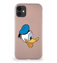 Apple iPhone 11 Soft Premier Kapak Donald Duck-F Tasarımlı Silikon Kılıf - Pudra (Şeffaf)
