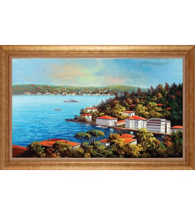 Çerçeveli Paspartulu Manzara Tablo ah1842 (Gold)