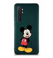 Xiaomi Mi Note 10 Lite Soft Premier Kapak Mickey Mouse-B Tasarımlı Silikon Kılıf - Yeşil (Şeffaf)