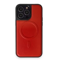 IPHONE 15 PRO UYUMLU OZZİ MAGSAFE DERİ SİLİKON KILIF (Kırmızı)