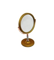 TAŞ SAPLI YUVARLAK 7 İNÇ= ÇAP:17.5CM MAKYAJ AYNASI ÇİFT TARAFLI BRONZ - GÜMÜŞ PLS.ÇERÇEVE SABİT AYAK (5343)