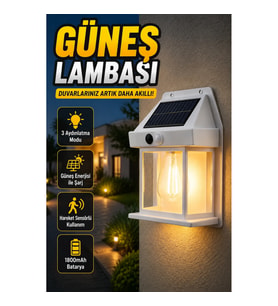 Üç Modlu Güneş Enerjili Duvar Lambası 1800mAh Hareket Sensörlü Dış Mekan Aydınlatma