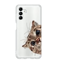 Samsung Galaxy A04S Uyumlu Tatlı Kedi Desenli Şeffaf Telefon Kılıfı