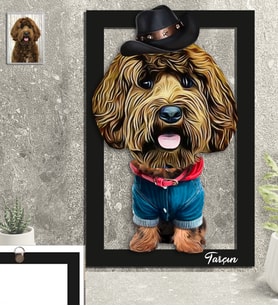 Kişiye Özel Hayvan Karikatürlü Köpek 3D Ahşap Tablo 30x47 Model-1