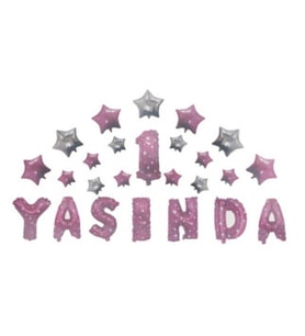 Folyo balon 1 yaşında yıldızlı set pemb 16ınc pk:1-
