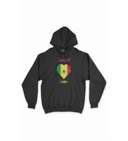 Dakar Senegal Bayraklı Kalpli Siyah Sweatshirt Hoodie