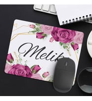 Kadına Hediye Gül Desenli İsimli Mousepad