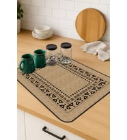 Bej Hasır Görünümlü Microfiber Bulaşık Kurutma Matı MM019