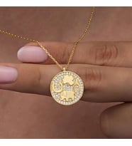 Gold Fil Motifli Şans 925 Ayar Gümüş Kadın Kolye