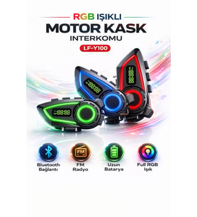 Y100 İntercom Rgb Led Işıklı Telsiz Özellikli Motosiklet Kask Kulaklığı İnterkom