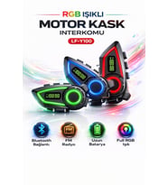 Y100 İntercom Rgb Led Işıklı Telsiz Özellikli Motosiklet Kask Kulaklığı İnterkom