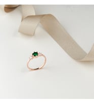 925 AYAR  ROSE KAPLAMA ZÜMRÜT TAŞLI  GÜMÜŞ YÜZÜK