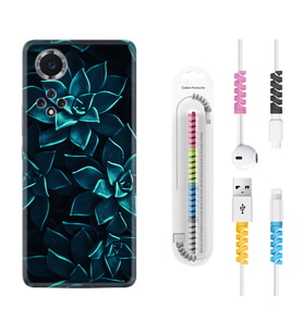 Huawei Nova Y70 Y90 Nova 9 SE  Kılıf Kablo Koruma Spiral Silikon Mistik Çiçekler 1650