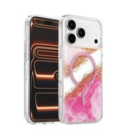 Onegif İphone 17 Pro Max Lotus Simli Magsafe Kapak - Pembe