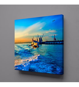 GÜN BATIMINDA TEKNE GEZİSİ KANVAS TABLO 80x80cm (Karışık)