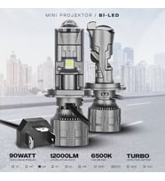 H4 Bi-LED Mini Projektör Lens 90W 16000LM