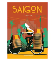 Saygon City Retro Poster - Vietnam Sanat Baskısı Seyahat Poster Tablo Ahşap Poster Dekoratif